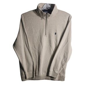 IZOD Men's XL Beige Natural Stretch 1/4 Zip Pullover Sweater‎ Advant Performance